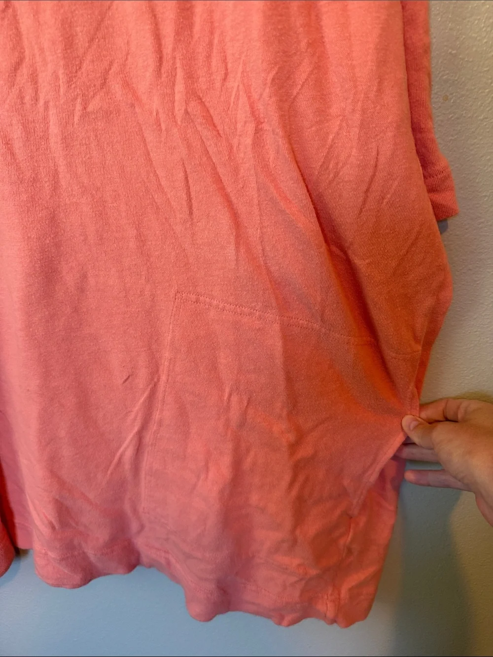 Free People Beach Short Sleeve Shirt Swim Cover Up Pockets Coral Small Cotton